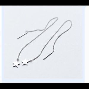925 Sterling Silver Star Dangling Earrings